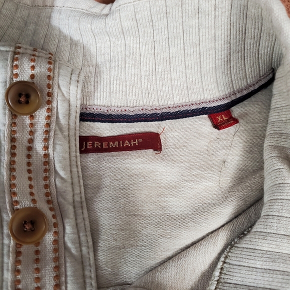 Mens XL Thermal Sherpa Pull Over Jacket Sweater Cream Front Button Up Jeremiah - Picture 11 of 12